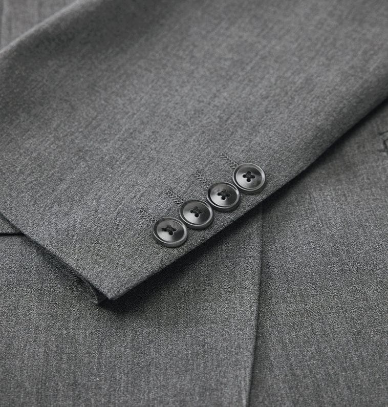 aesido Grey 3 Piece Double Breasted Business Casual Slim Fit Men's Suit Groom Wedding Reception Dress