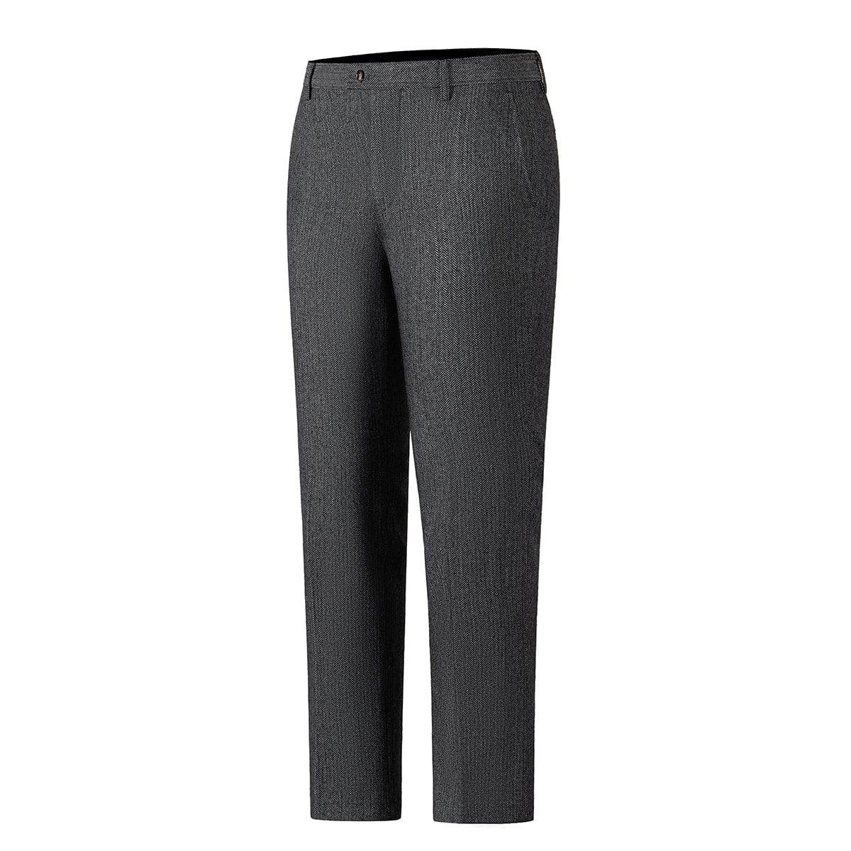 aesido Grey 3 Piece Herringbone Single Button Peak Lapel Business Casual Men Suit (Blazer+Vest+Pants)