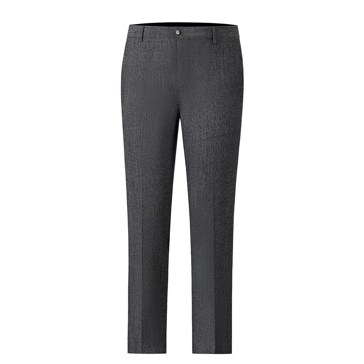 aesido Grey 3 Piece Herringbone Single Button Peak Lapel Business Casual Men Suit (Blazer+Vest+Pants)