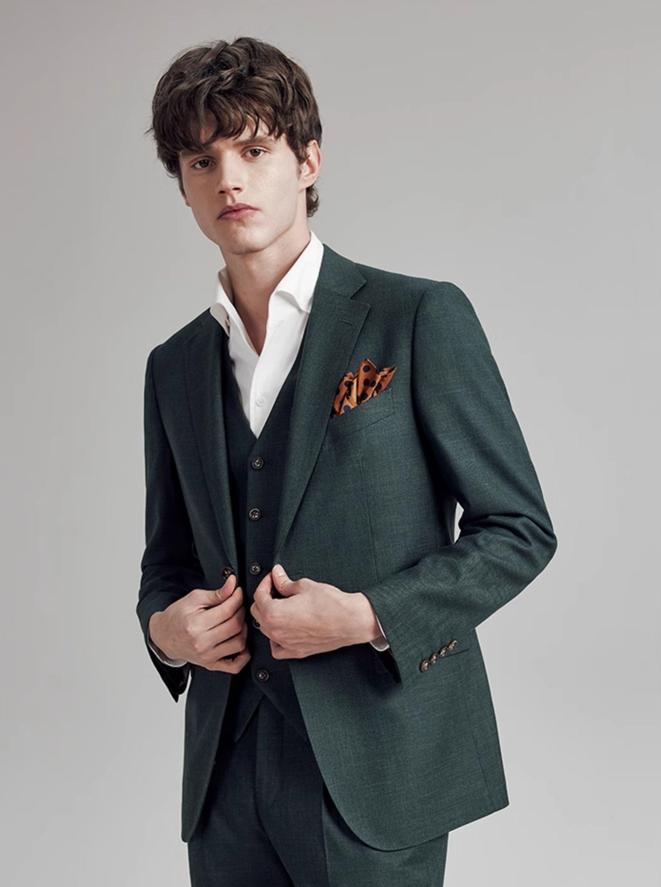 aesido Grey 3 Piece Single Breasted Business Casual Slim Fit Men's Suit