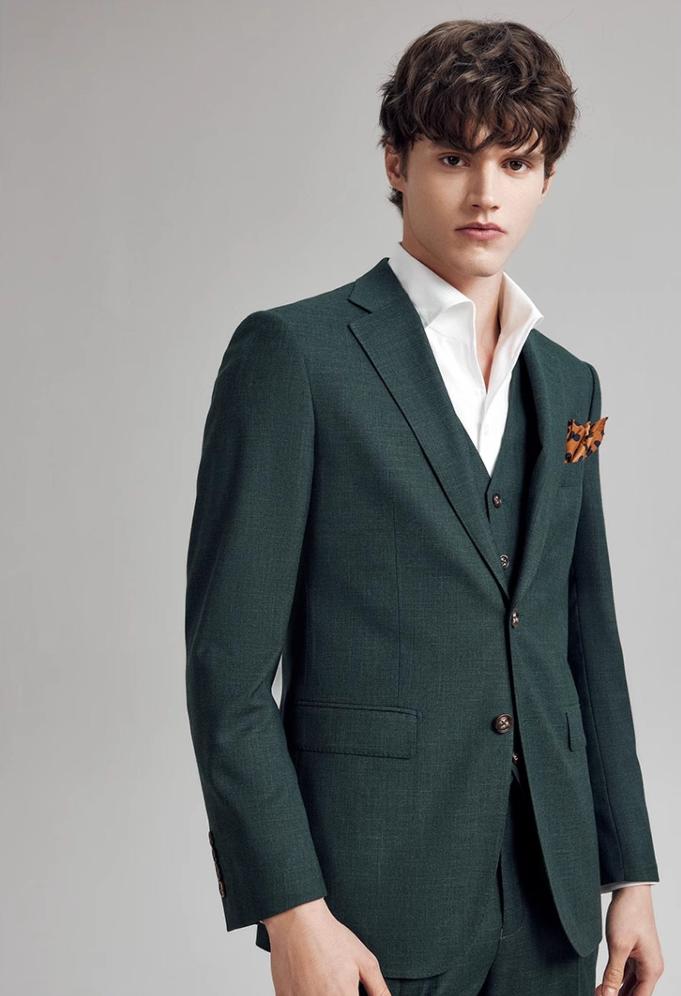 aesido Grey 3 Piece Single Breasted Business Casual Slim Fit Men's Suit