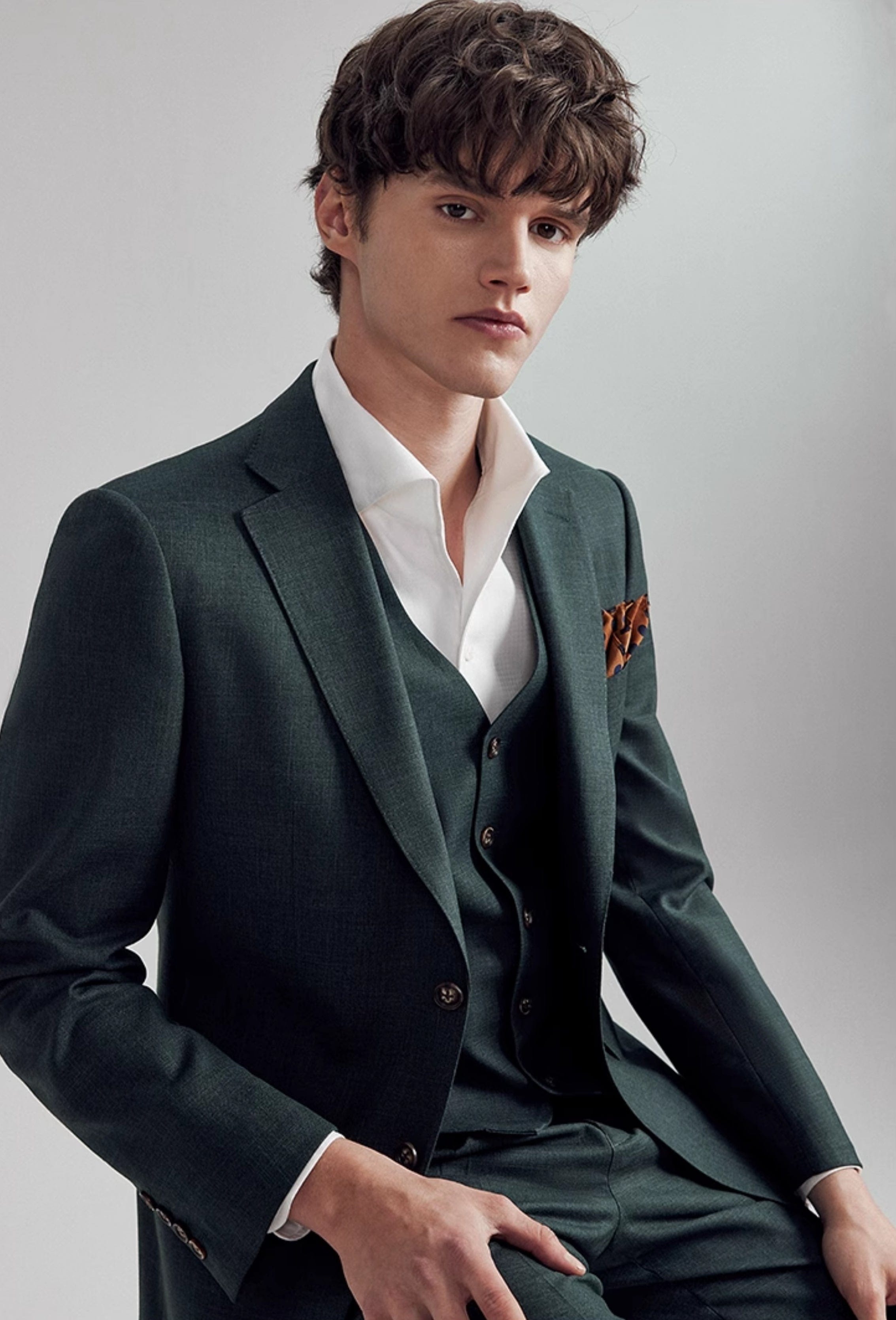 aesido Grey 3 Piece Single Breasted Business Casual Slim Fit Men's Suit