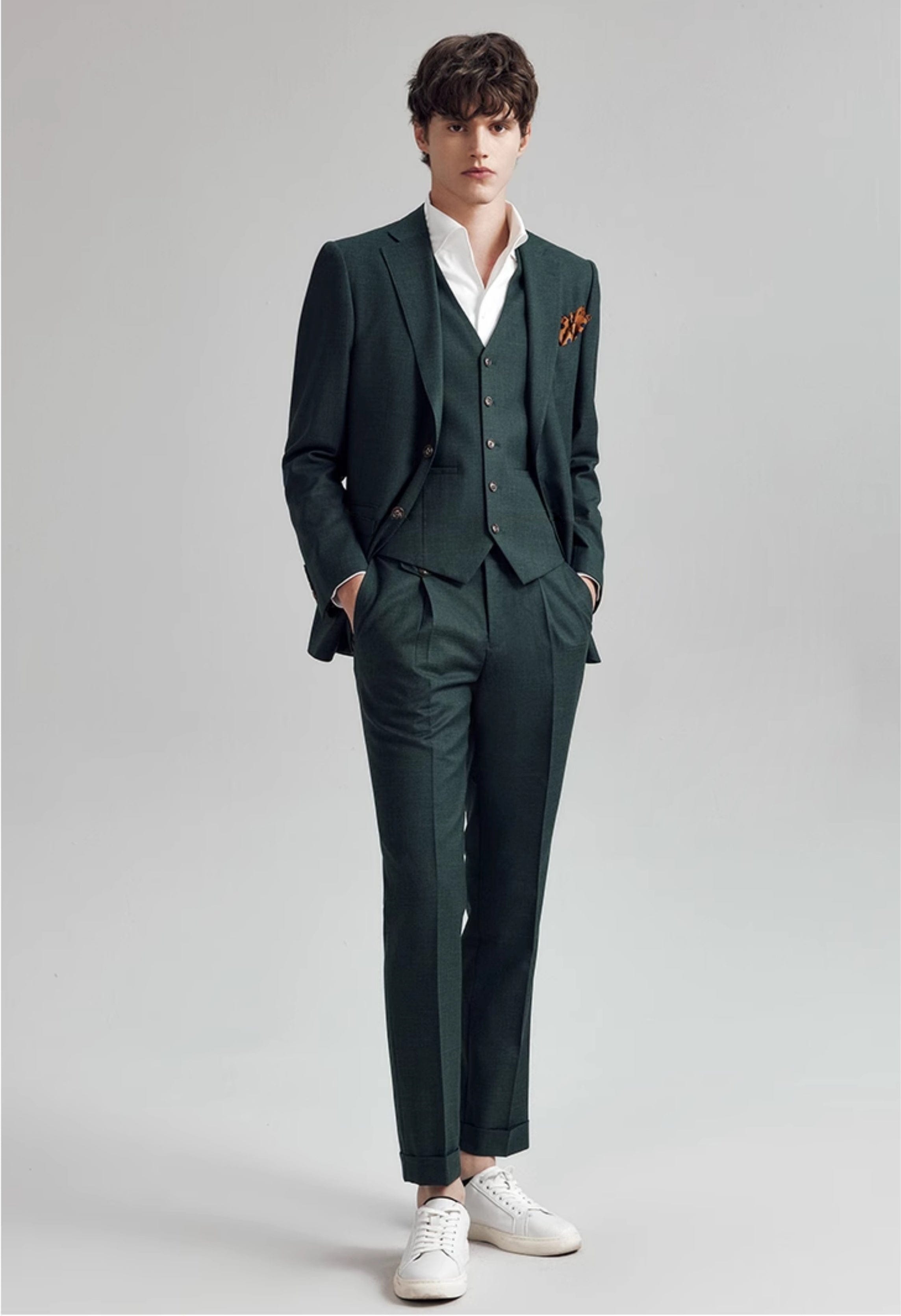aesido Grey 3 Piece Single Breasted Business Casual Slim Fit Men's Suit