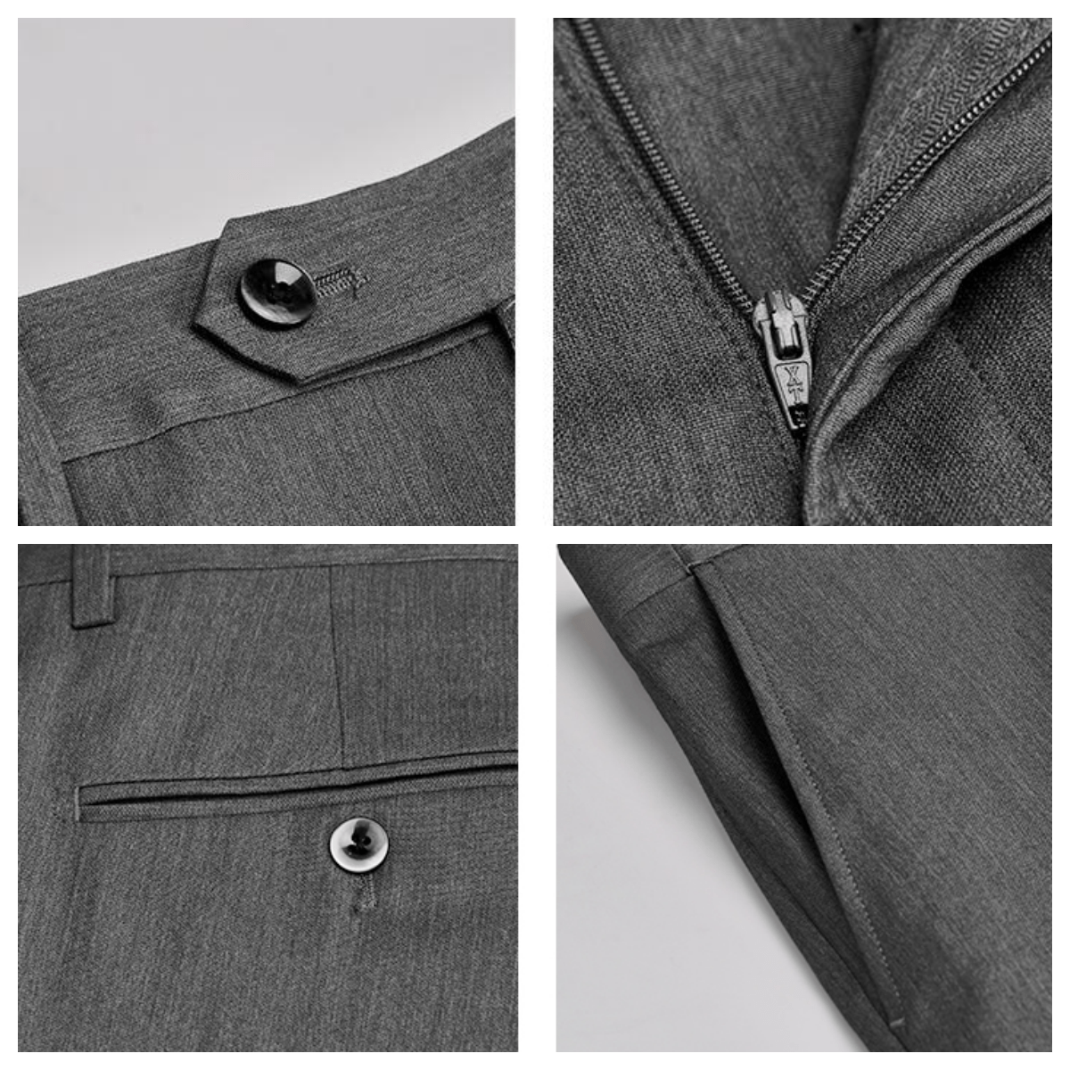 aesido Grey 3 Piece Single Button Business Casual Slim Fit Men's Suit Groom Wedding Dress