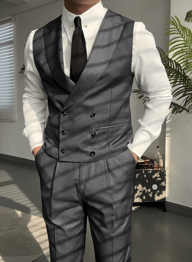 Grey Business Casual Slim Fit Men's Vest Grey / L Grey Business Casual Slim Fit Men's Vest Grey / L