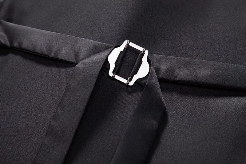 aesido Grey Herringbone Men’s Vest with Satin Back