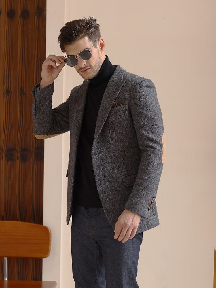 Blazer Upscale Casual Menswear Grey Retro Wool Slim Suit High-End Casual Woolen Men's Blazer Grey 44r Blazer Upscale Casual Menswear Grey Retro Wool Slim Suit High-End Casual Woolen Men's Blazer Grey 44r