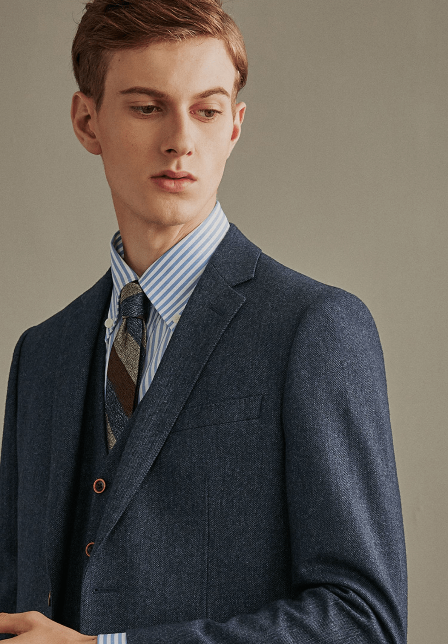 aesido Grey Three Piece Business Casual Men's Suit Groom Wedding Dress