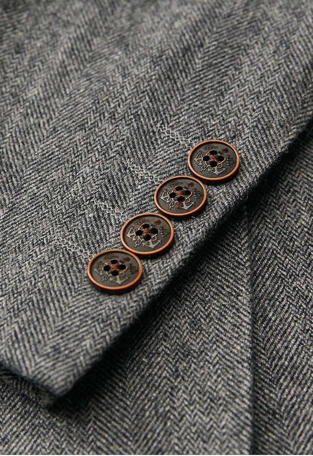 aesido Grey Three Piece Business Casual Men's Suit Groom Wedding Dress