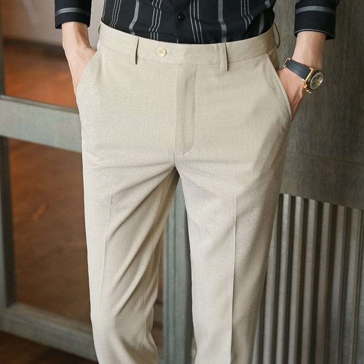 Khaki Men's Business Casual Slim Fit Pants Khaki / 29W X 30L Khaki Men's Business Casual Slim Fit Pants Khaki / 29W X 30L