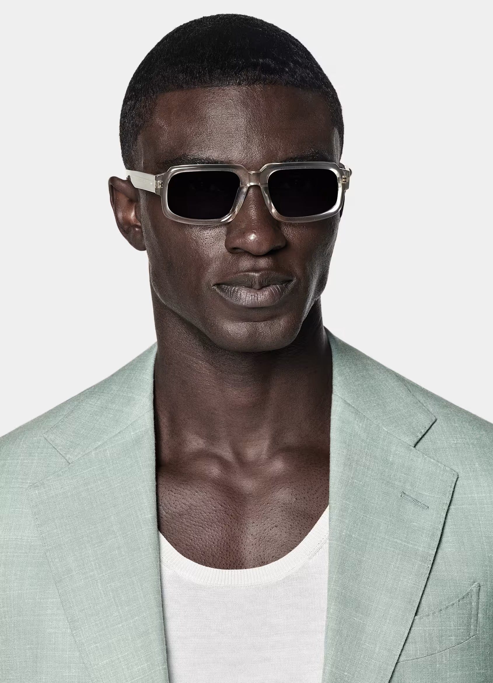 aesido Light Green 2 Piece Summer Linen Double Button Casual Slim Fit Men Suit (Blazer+Pants)