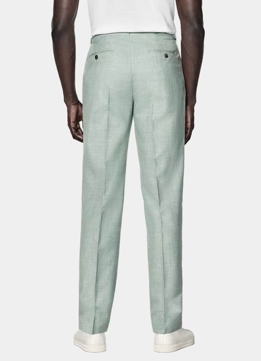 aesido Light Green 2 Piece Summer Linen Double Button Casual Slim Fit Men Suit (Blazer+Pants)