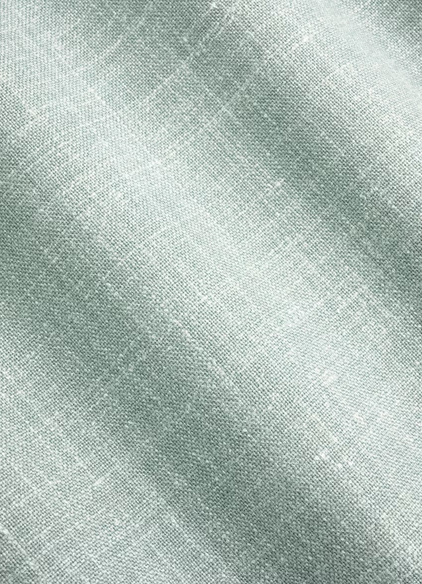 aesido Light Green 2 Piece Summer Linen Double Button Casual Slim Fit Men Suit (Blazer+Pants)