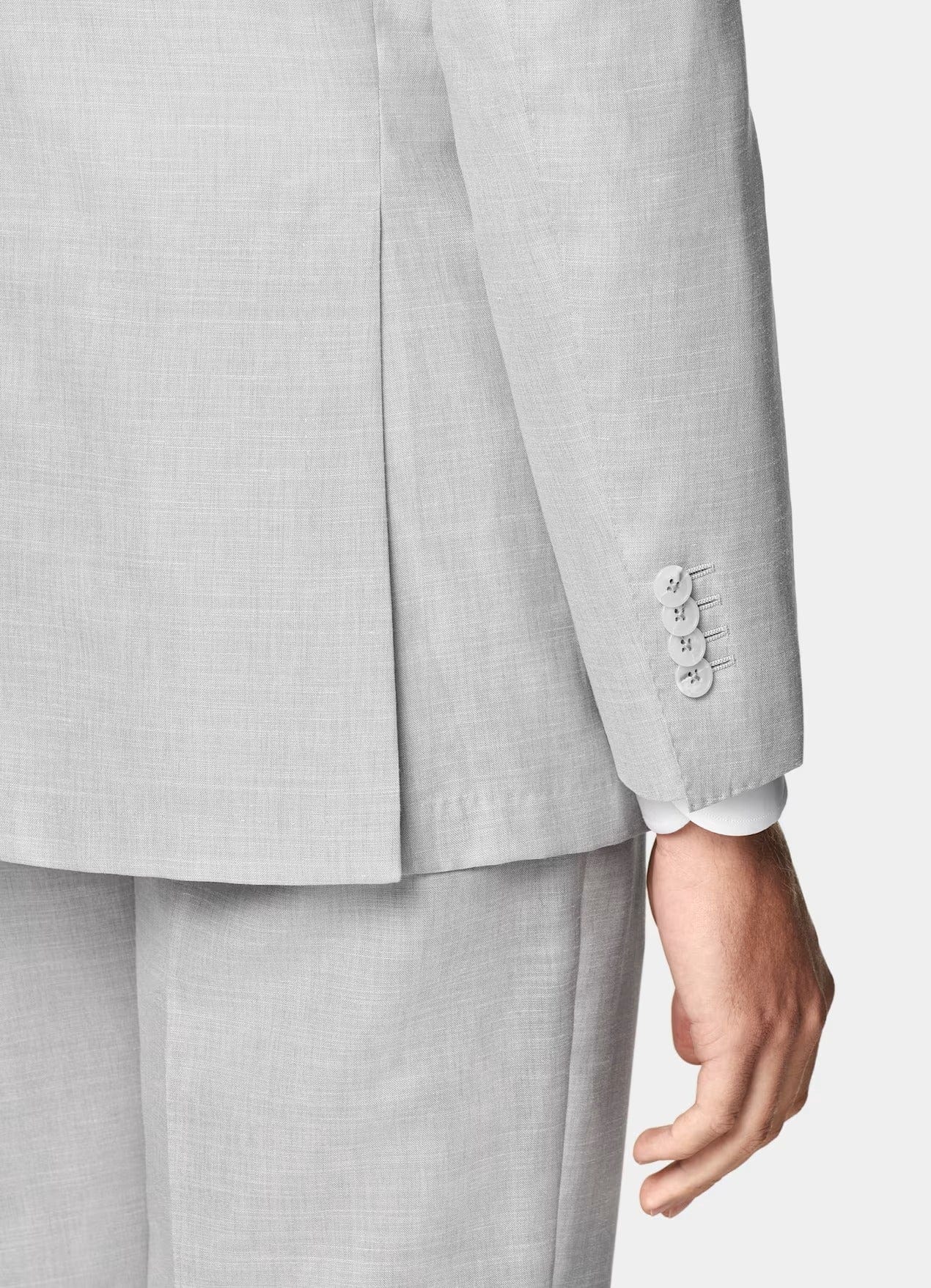 aesido Light Grey 2 Piece Summer Linen Double Button Business Casual Men Suit (Blazer+Pants)