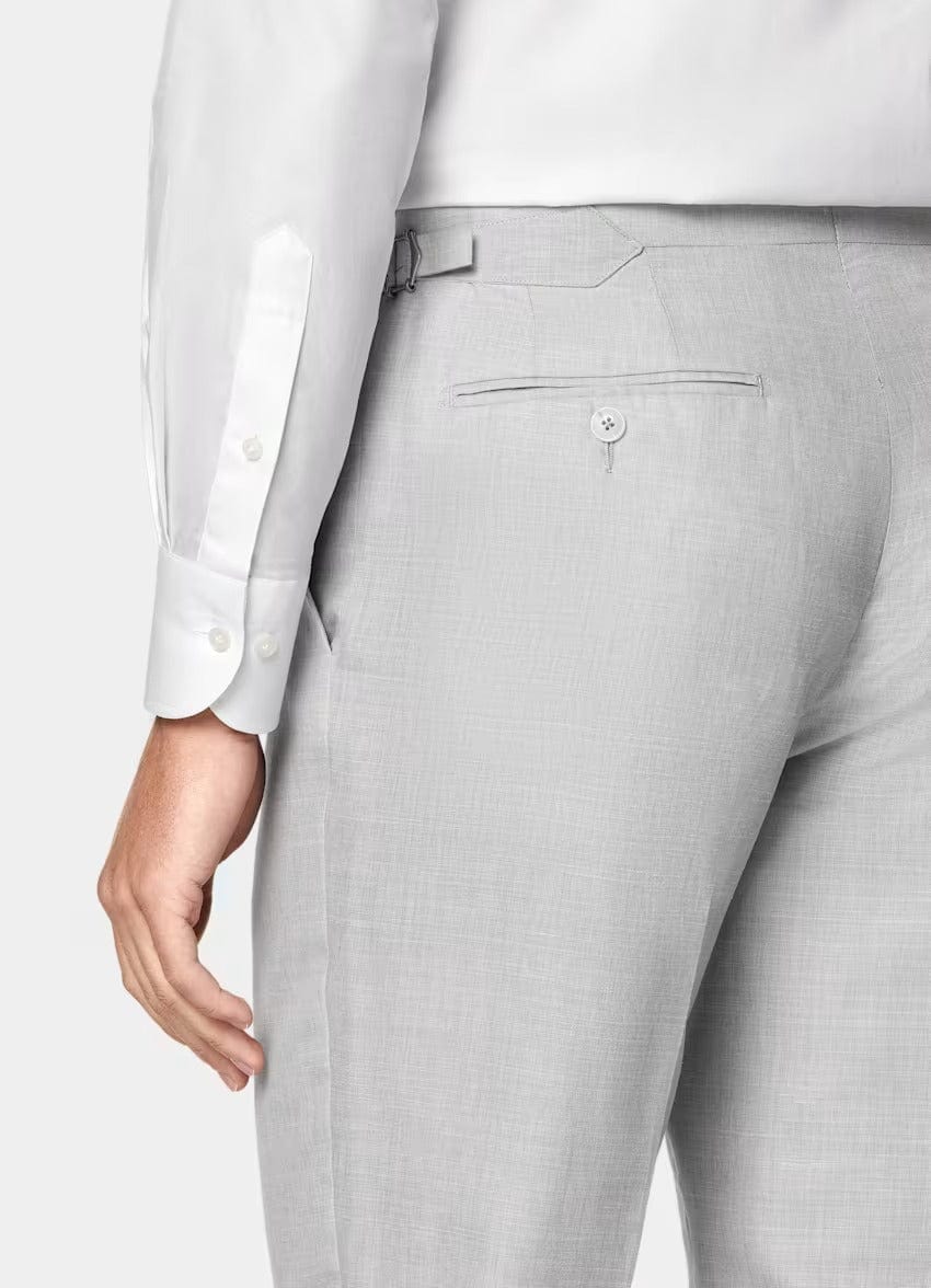 aesido Light Grey 2 Piece Summer Linen Double Button Business Casual Men Suit (Blazer+Pants)