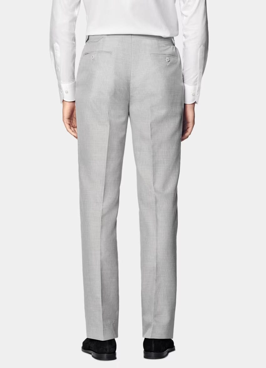 aesido Light Grey 2 Piece Summer Linen Double Button Business Casual Men Suit (Blazer+Pants)