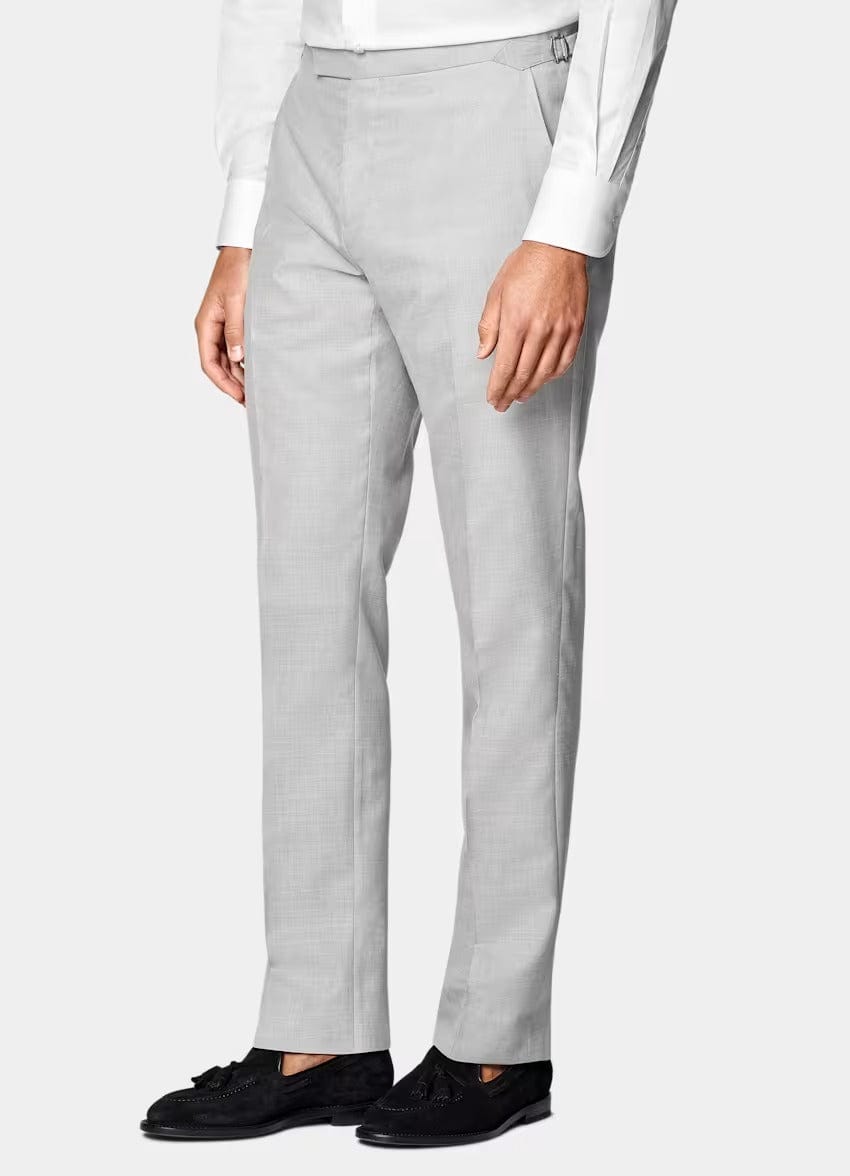 aesido Light Grey 2 Piece Summer Linen Double Button Business Casual Men Suit (Blazer+Pants)