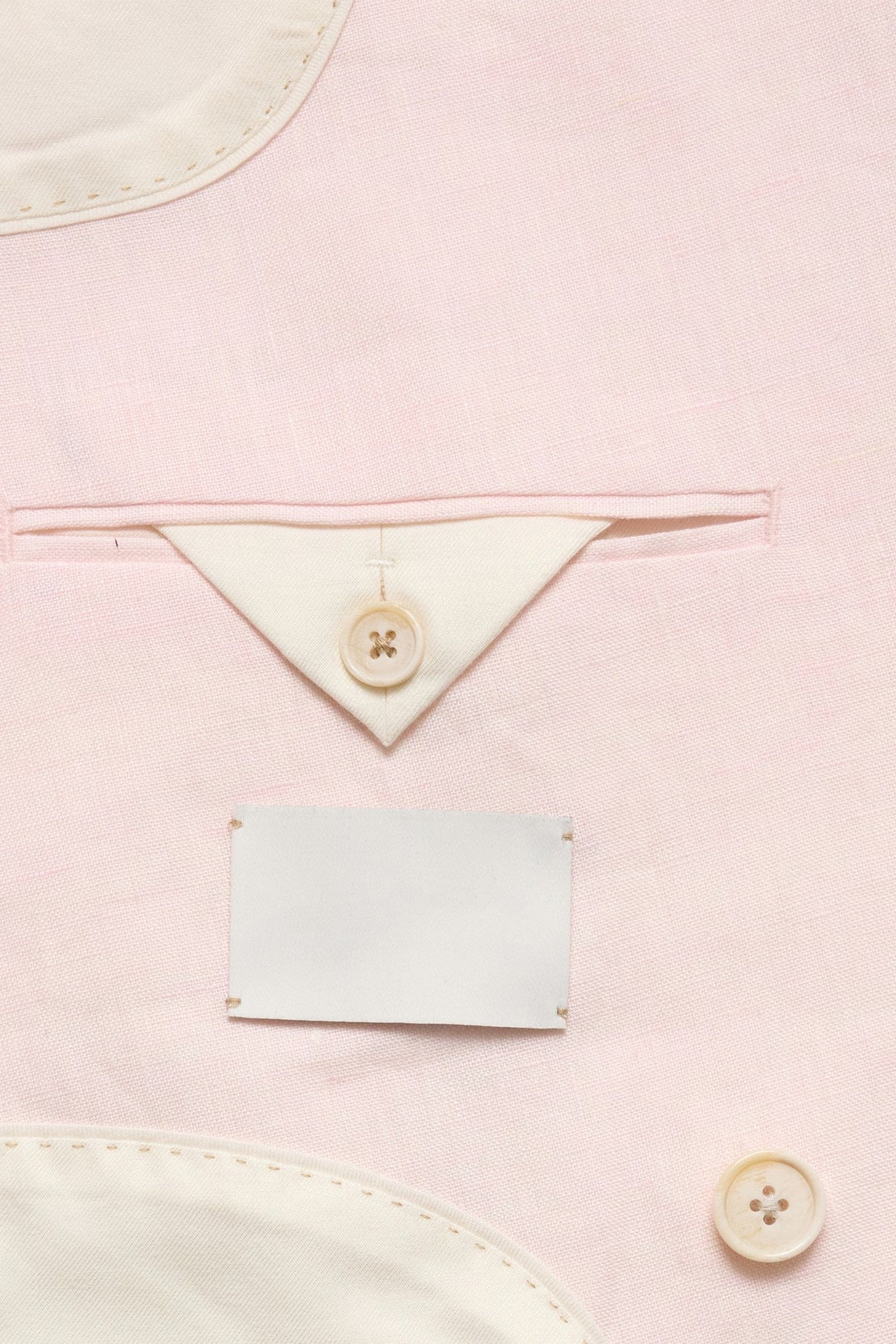 aesido Light Pink 2 Piece Summer Linen Double Breasted Business Casual Men Suit