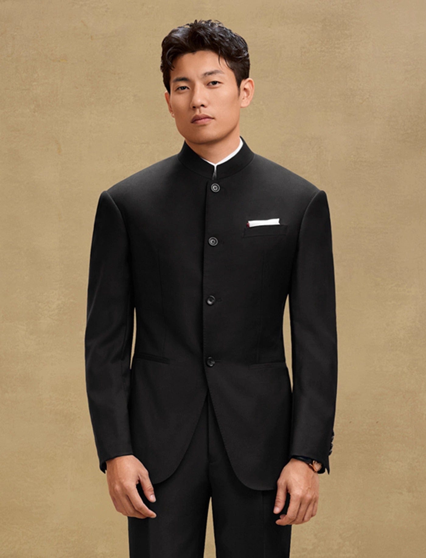 Men's Mandarin Collar Suit Set – Blazer & Pants