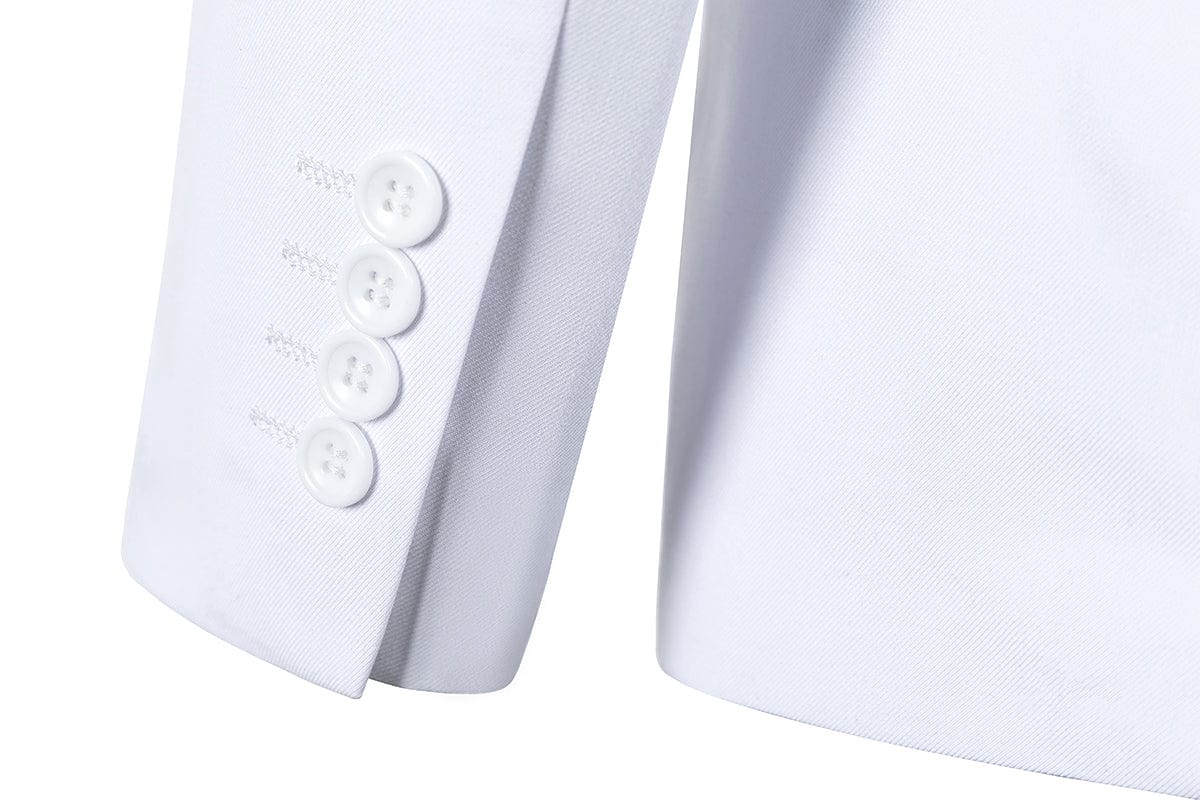 aesido Men's 3 Piece Contrast Suit White Blazer With Champagne Notch Lapel Tuxedo