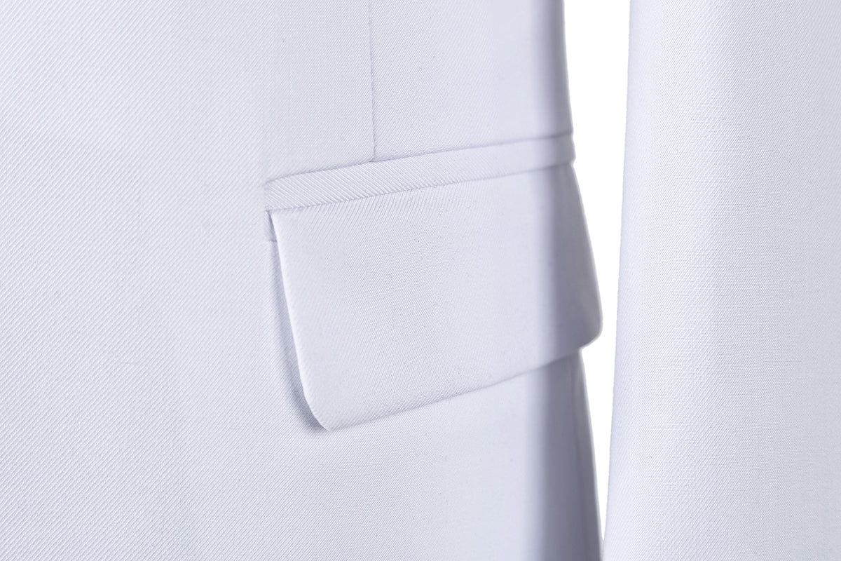 aesido Men's 3 Piece Contrast Suit White Blazer With Champagne Notch Lapel Tuxedo