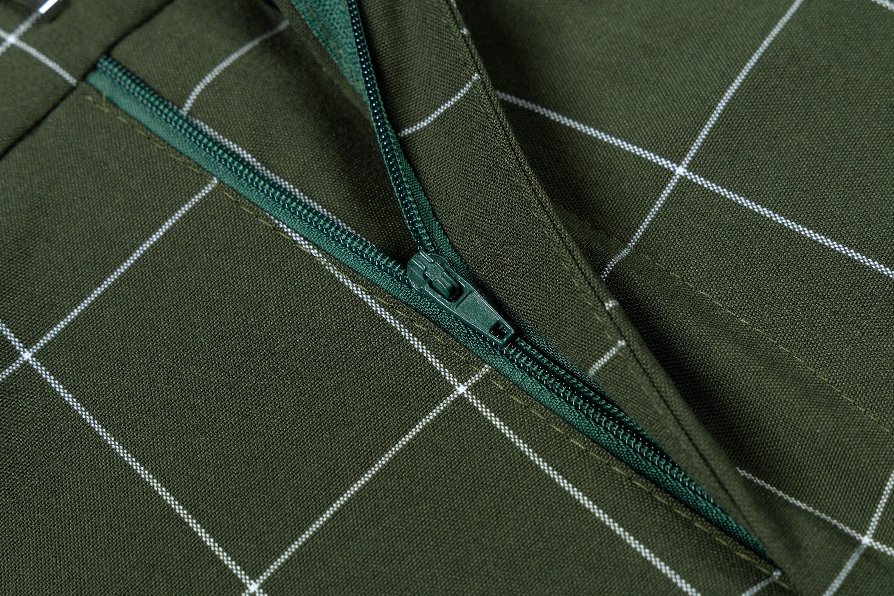 aesido Men's 3-Piece Olive Green Plaid Suit (Blazer+Vest+Pants)