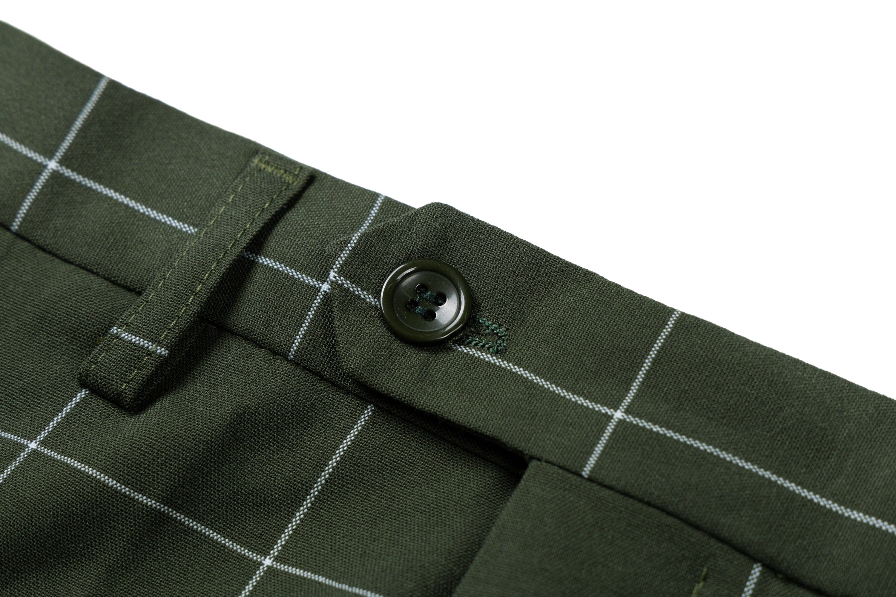 aesido Men's 3-Piece Olive Green Plaid Suit (Blazer+Vest+Pants)