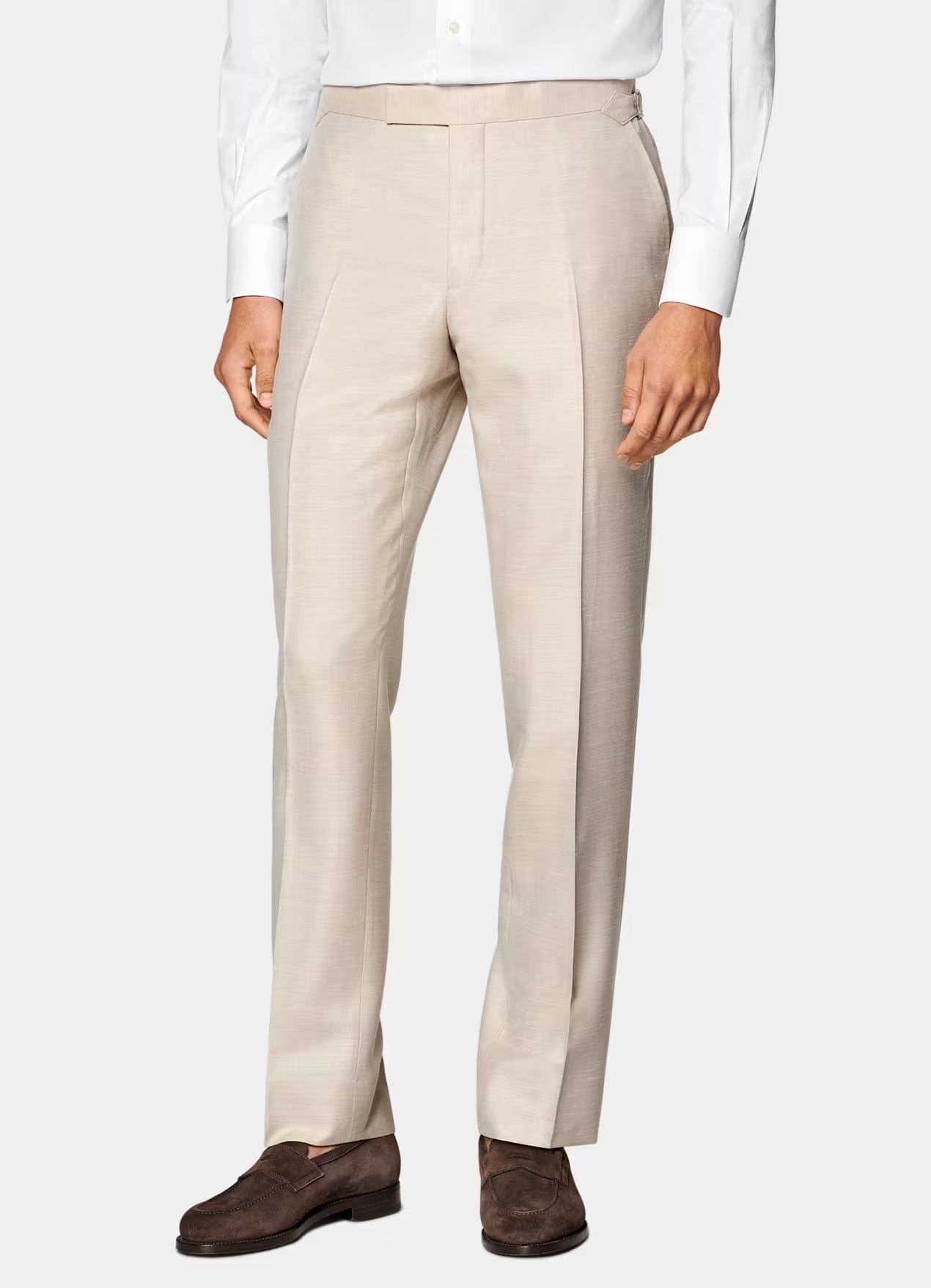 aesido Men's Beige Cotton-Linen Suit 2 Piece (Blazer+Pants)