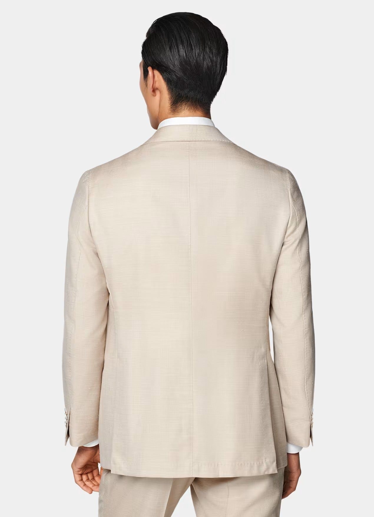 aesido Men's Beige Cotton-Linen Suit 2 Piece (Blazer+Pants)