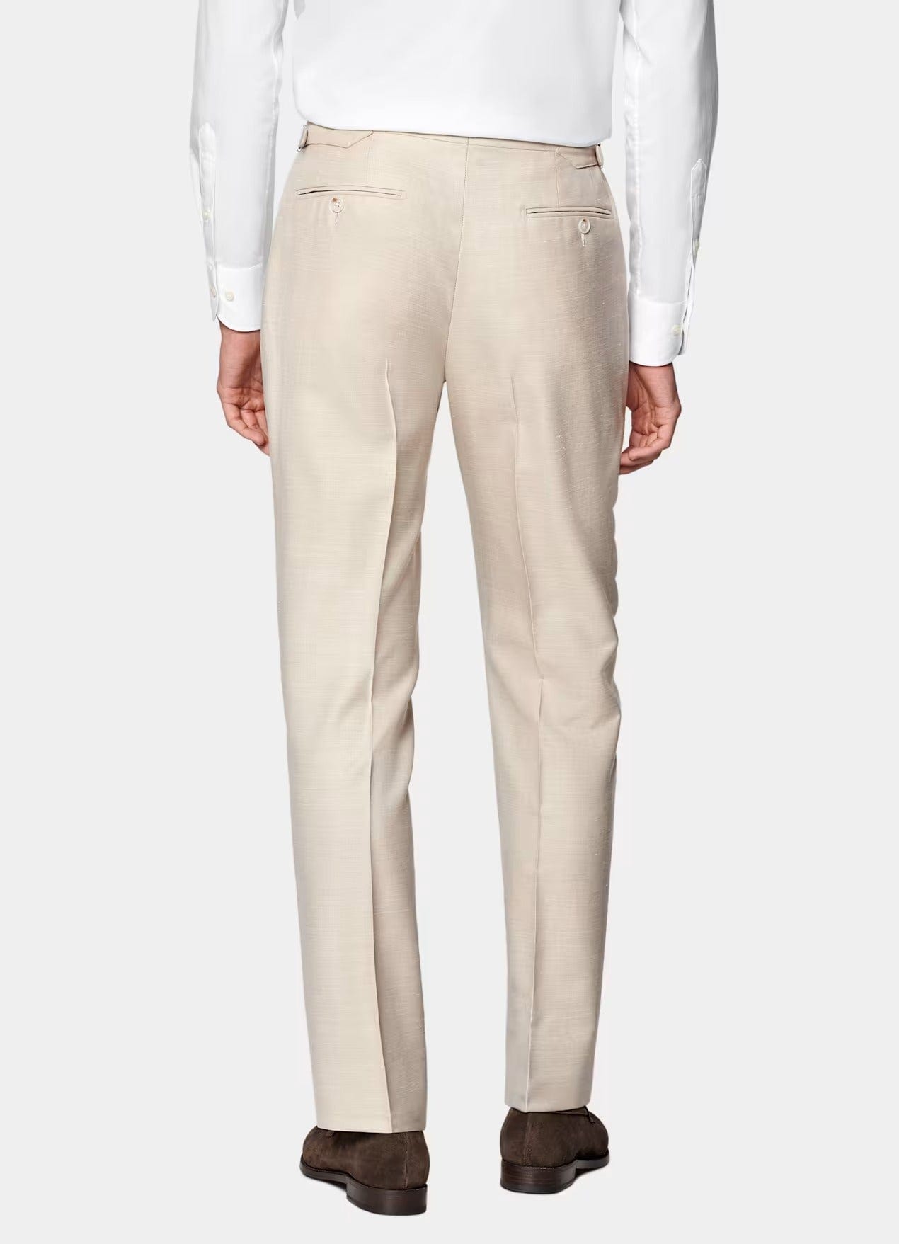 aesido Men's Beige Cotton-Linen Suit 2 Piece (Blazer+Pants)