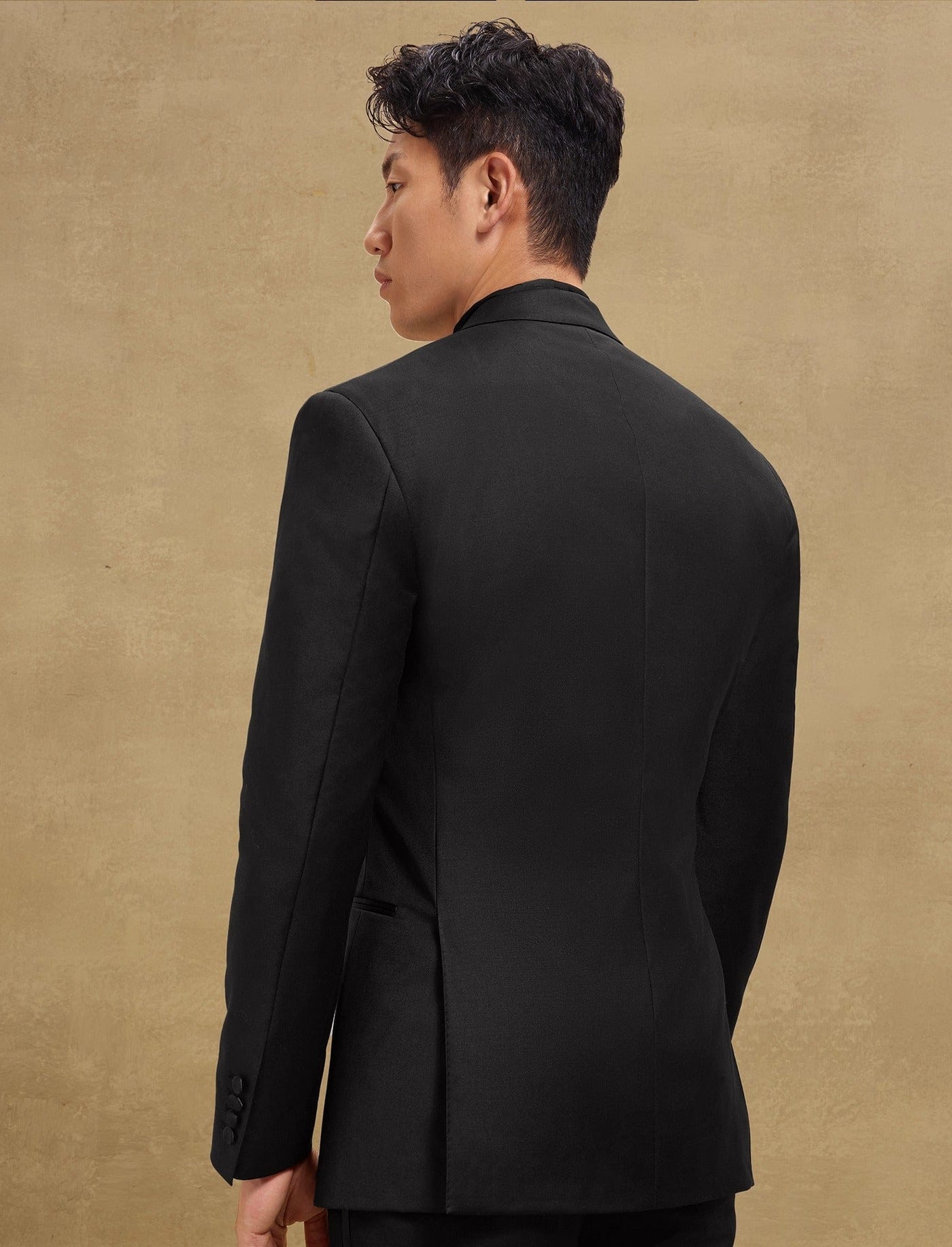 aesido Men’s Black 2 Piece Suit with Satin Peak Lapel (Blazer + Pants)