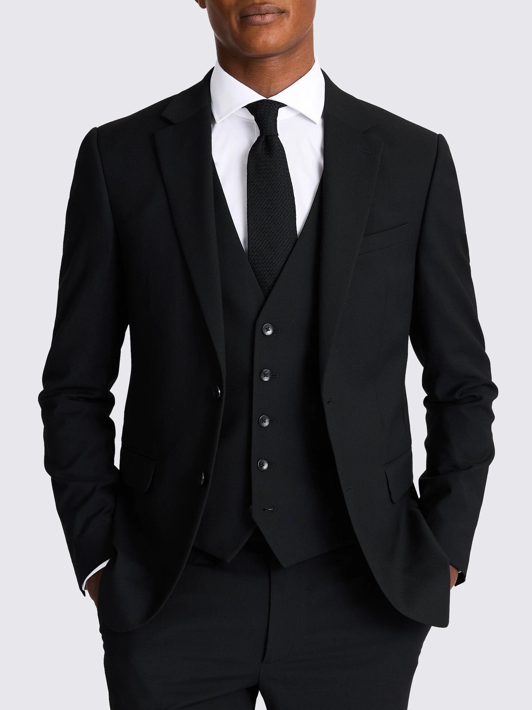 aesido Men’s Black 3-Piece Suit Set – Blazer, Vest & Pants