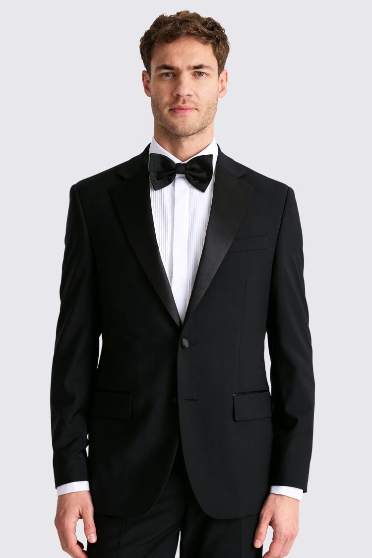 aesido Men's Black Double Button Satin Collar Tuxedo Suit Two Piece Suit (Blazer + Pants)