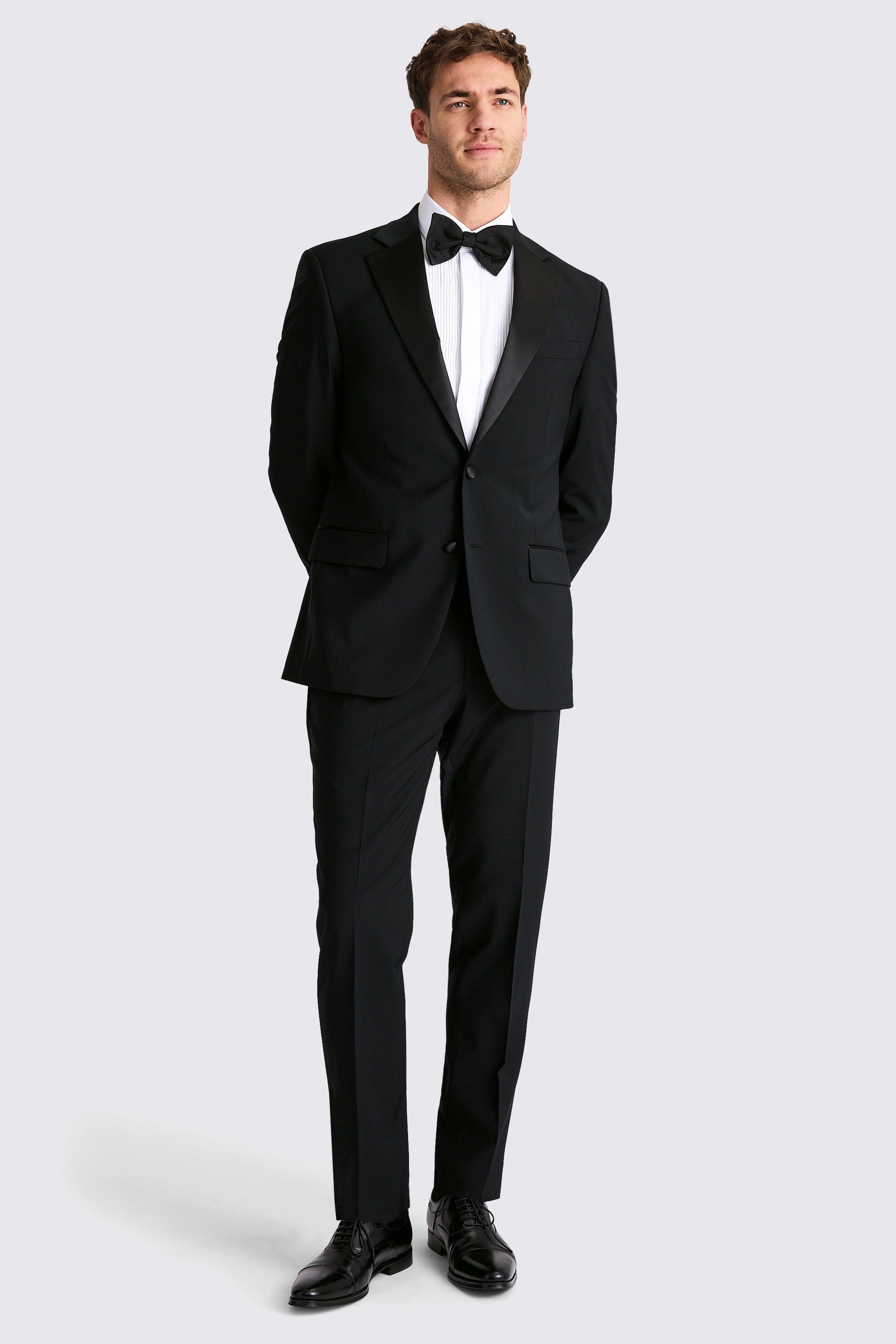 aesido Men's Black Double Button Satin Collar Tuxedo Suit Two Piece Suit (Blazer + Pants)