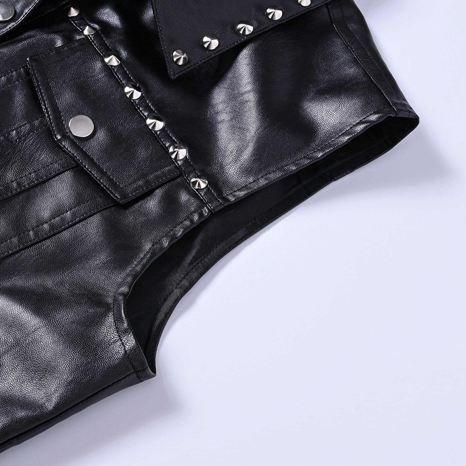 aesido Men’s Black Faux Leather Studded Vest – Punk Rock Biker Sleeveless Jacket