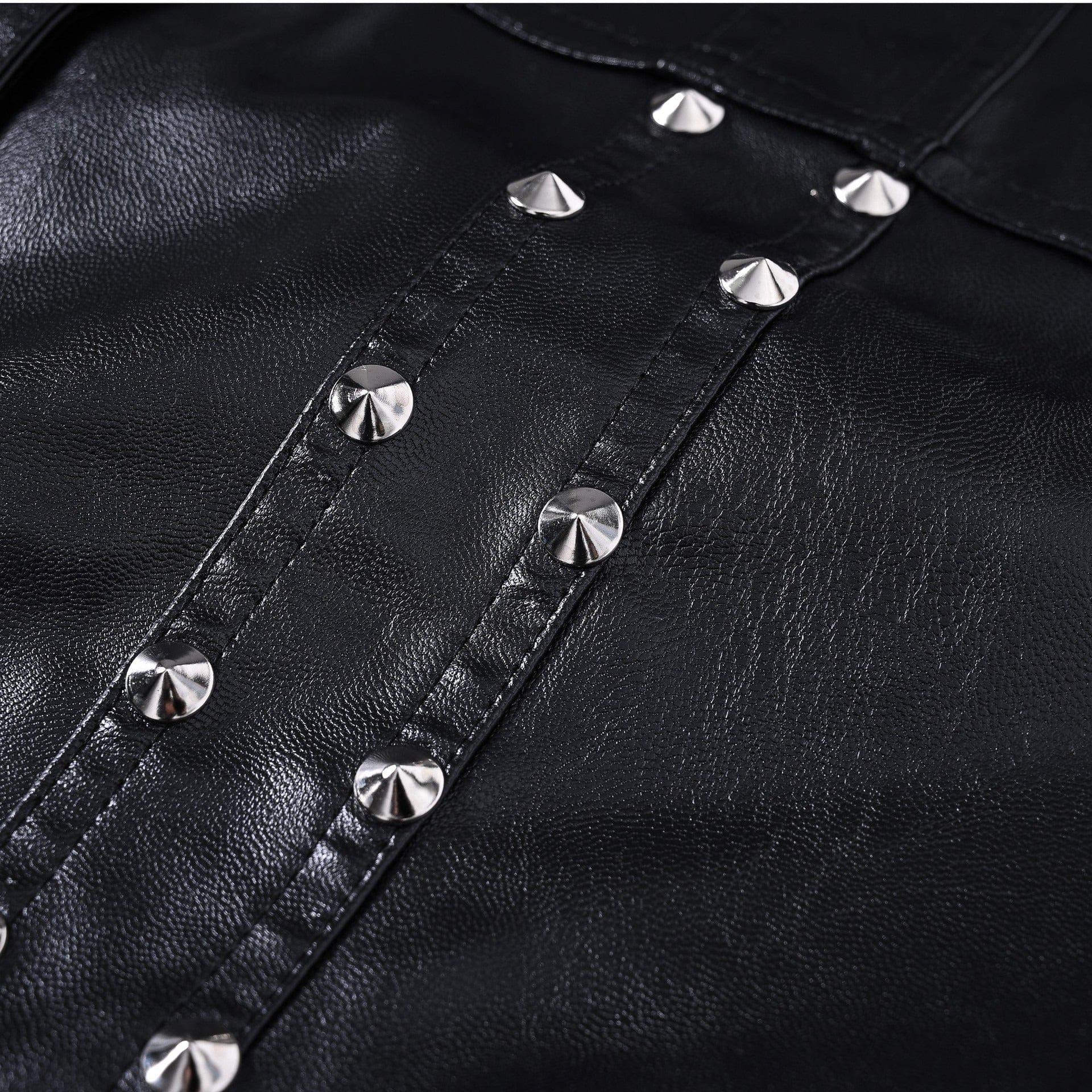 aesido Men’s Black Faux Leather Studded Vest – Punk Rock Biker Sleeveless Jacket