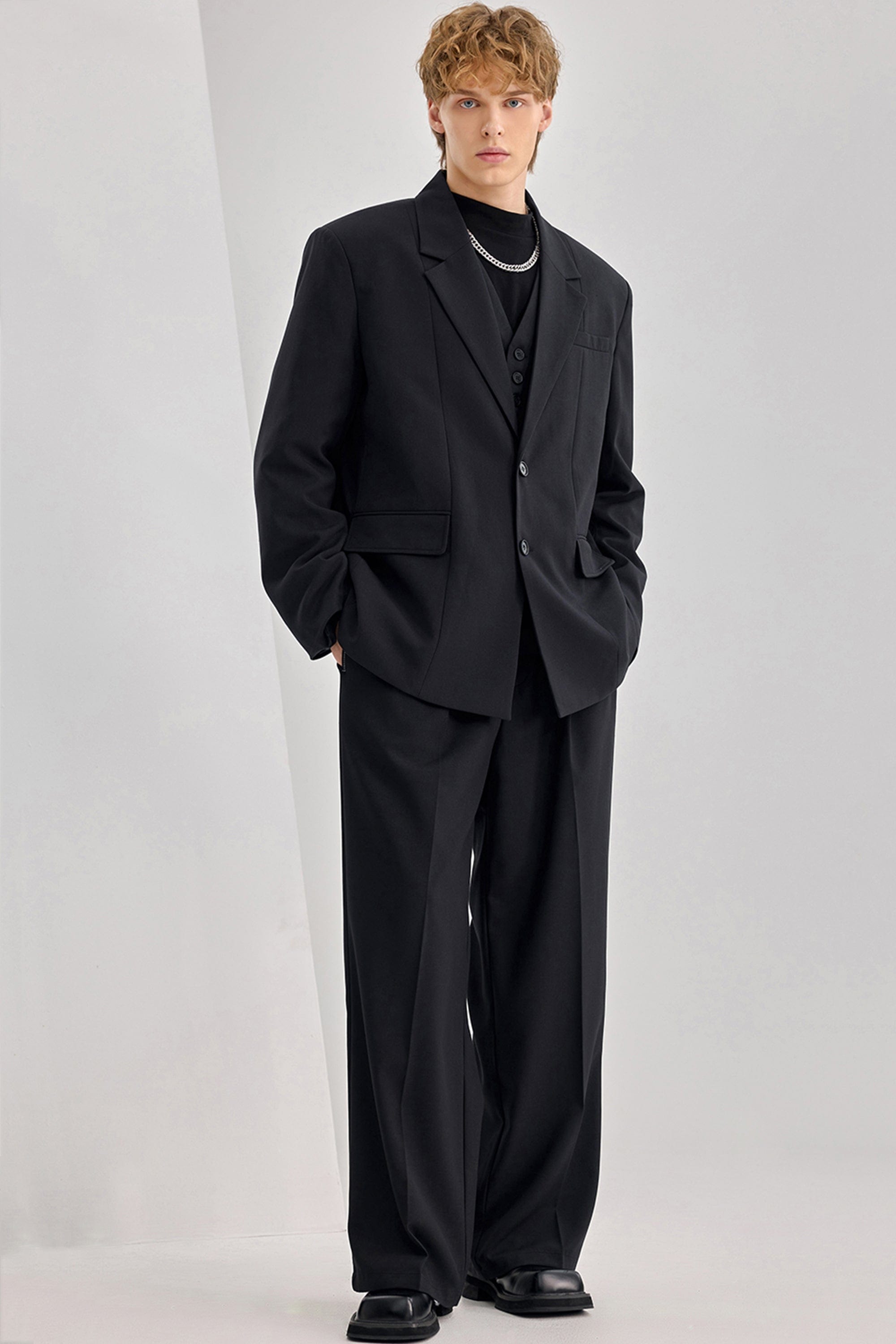 aesido Men’s Black Linen Suit 2-Piece – Single-Breasted Blazer with Trousers