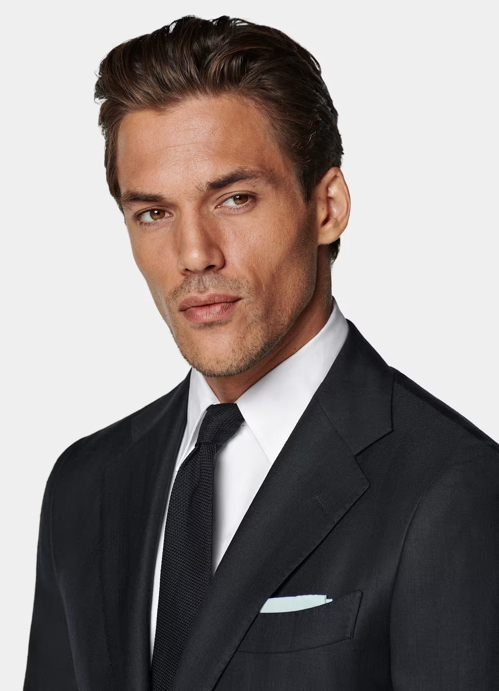 aesido Men's Black Twill Wool Suit Classic 2 Piece (Blazer+Pants)