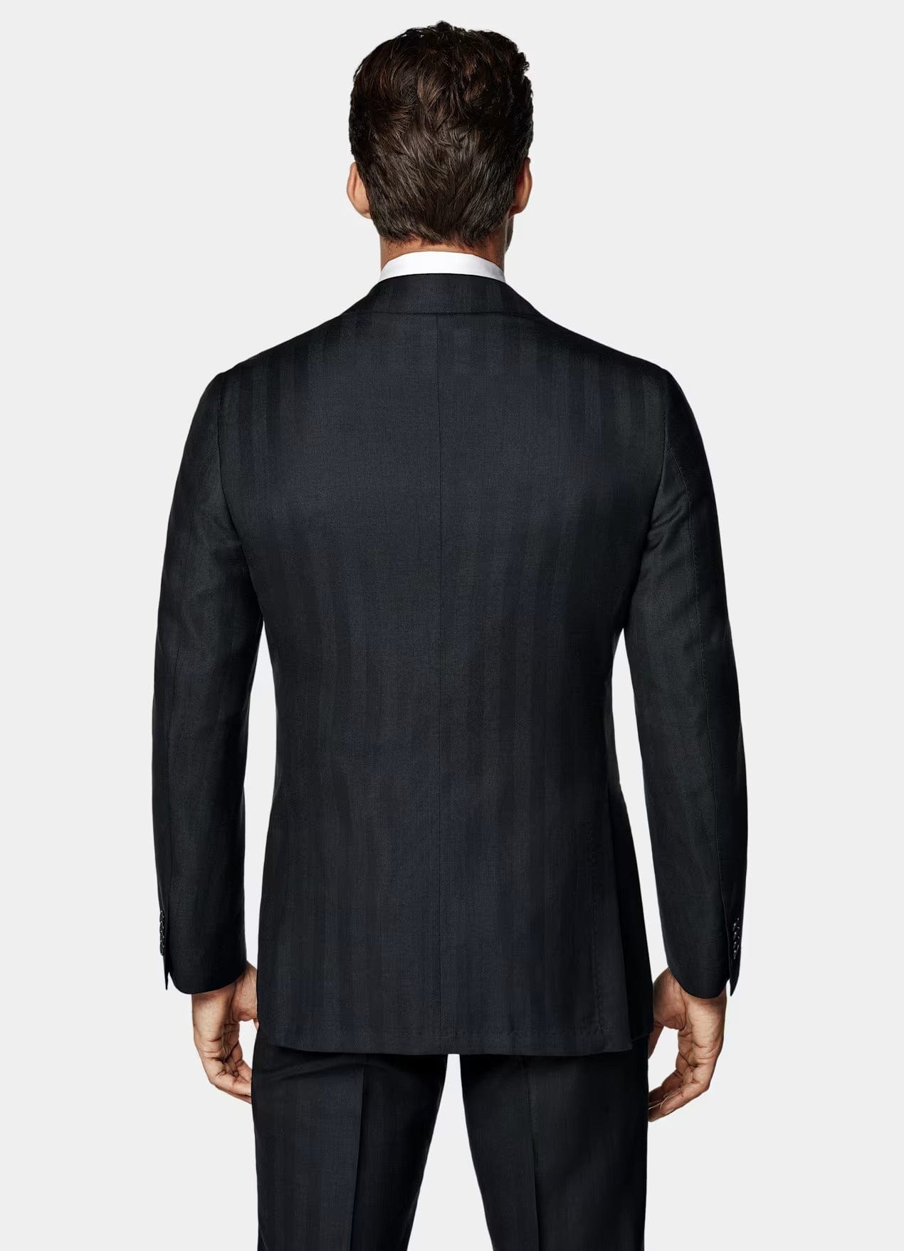 aesido Men's Black Twill Wool Suit Classic 2 Piece (Blazer+Pants)