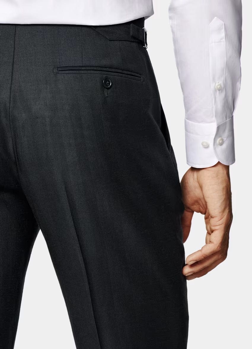 aesido Men's Black Twill Wool Suit Classic 2 Piece (Blazer+Pants)