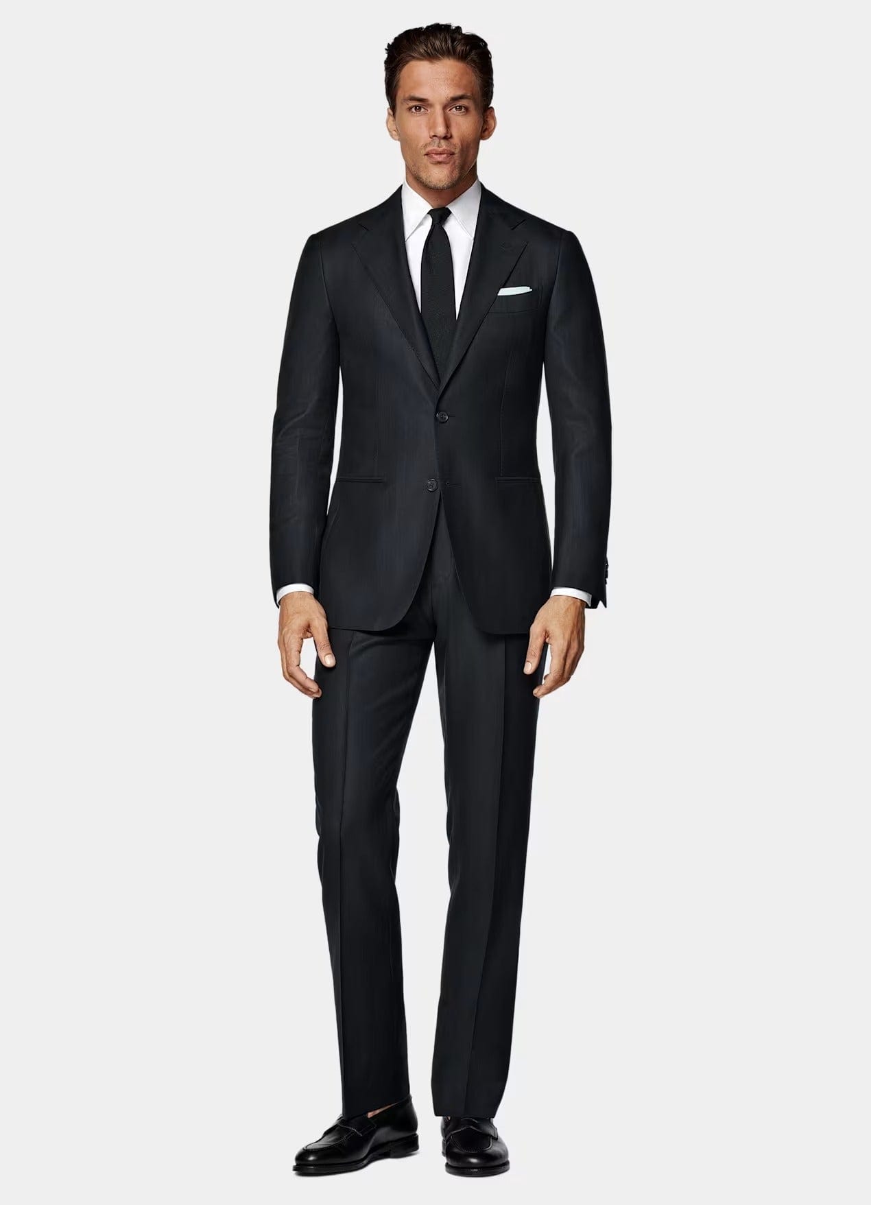 aesido Men's Black Twill Wool Suit Classic 2 Piece (Blazer+Pants)