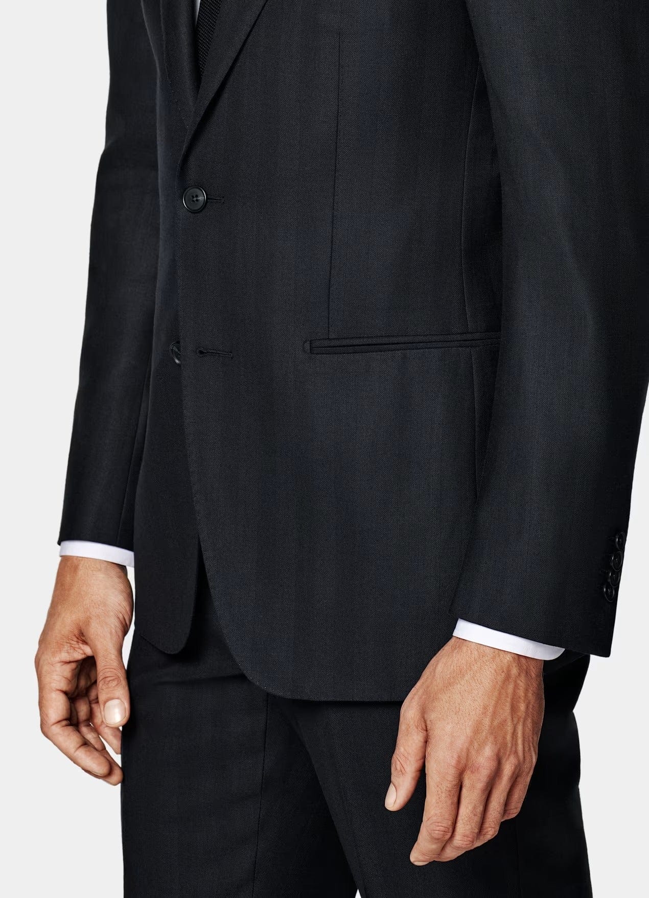 aesido Men's Black Twill Wool Suit Classic 2 Piece (Blazer+Pants)