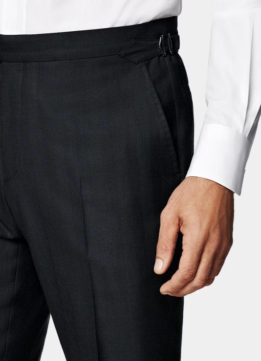 aesido Men's Black Twill Wool Suit Classic 2 Piece (Blazer+Pants)