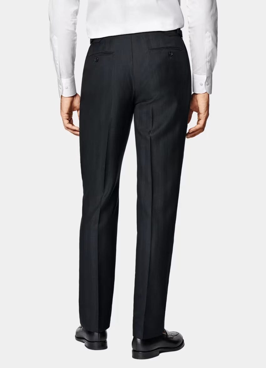 aesido Men's Black Twill Wool Suit Classic 2 Piece (Blazer+Pants)