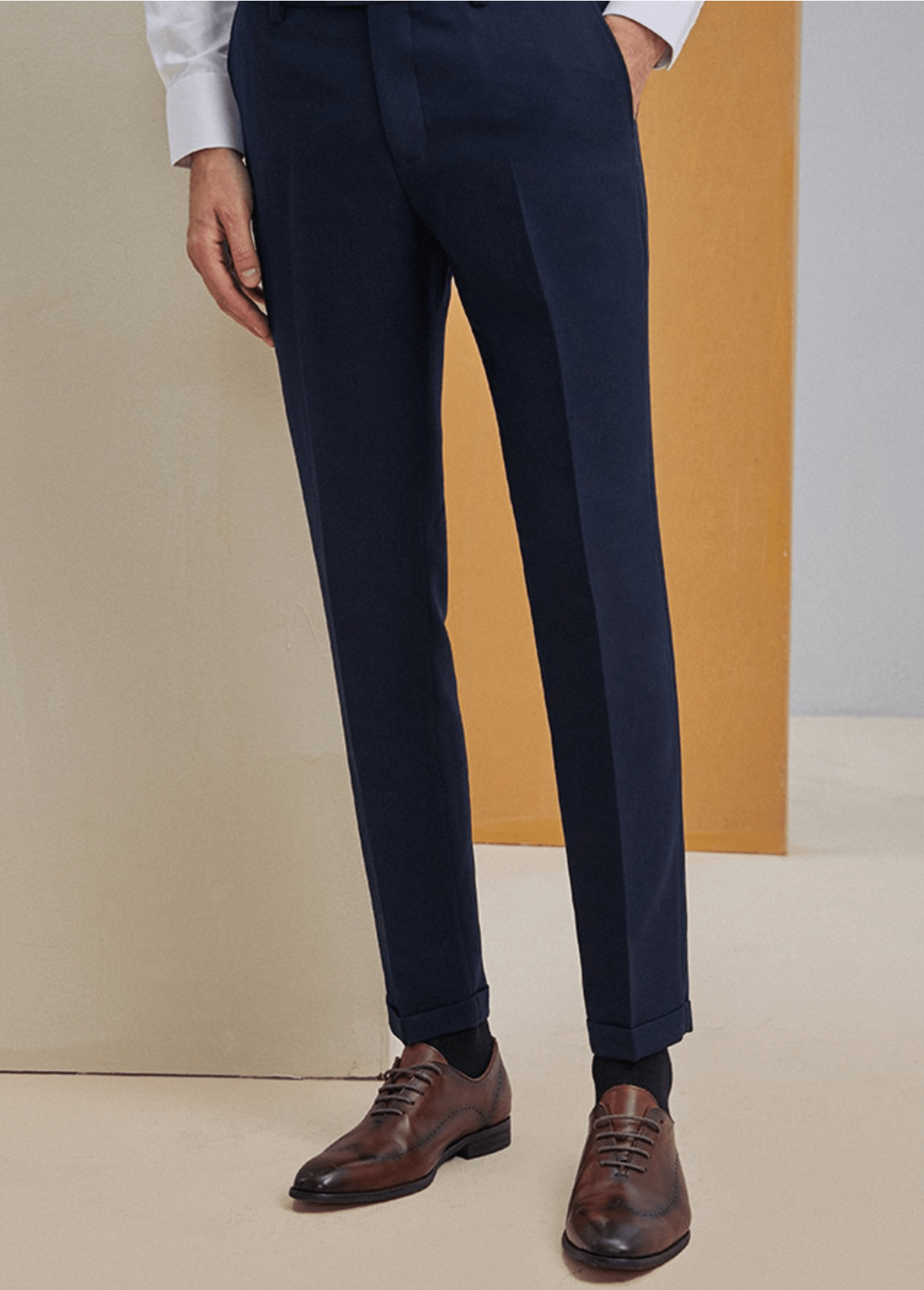 Men's Business Casual Straight Slim Fit Trousers - Navy / 29W X 28L Men's Business Casual Straight Slim Fit Trousers - Navy / 29W X 28L