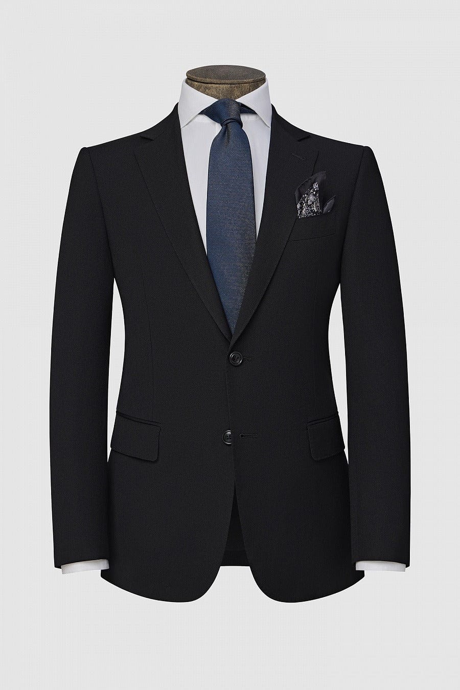 aesido Men's Classic Black Blazer – Notch Lapel, Double Button, Tailored Fit