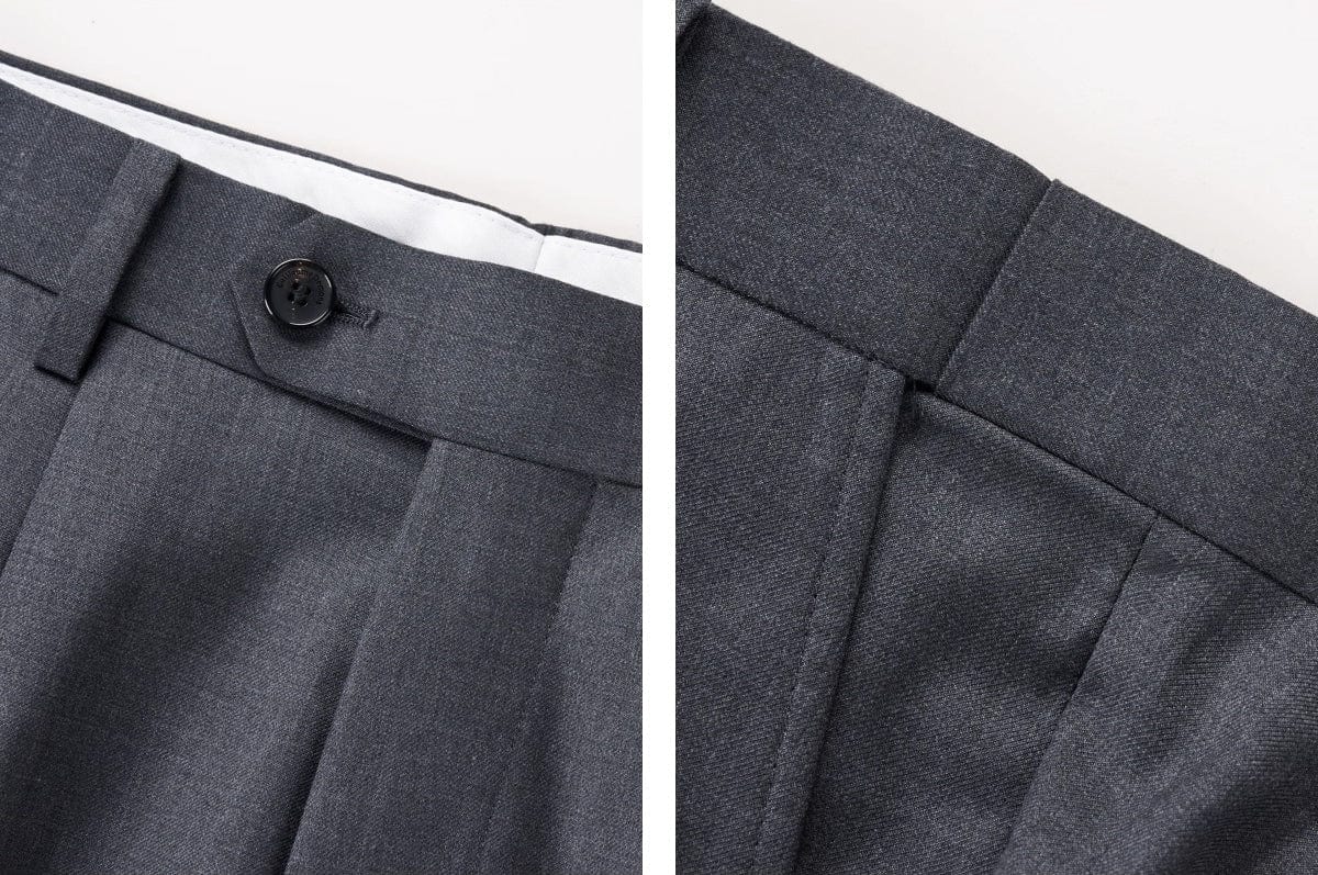 aesido Men’s Classic Grey Two-Piece Suit with Peak Lapel Blazer and Matching Pants