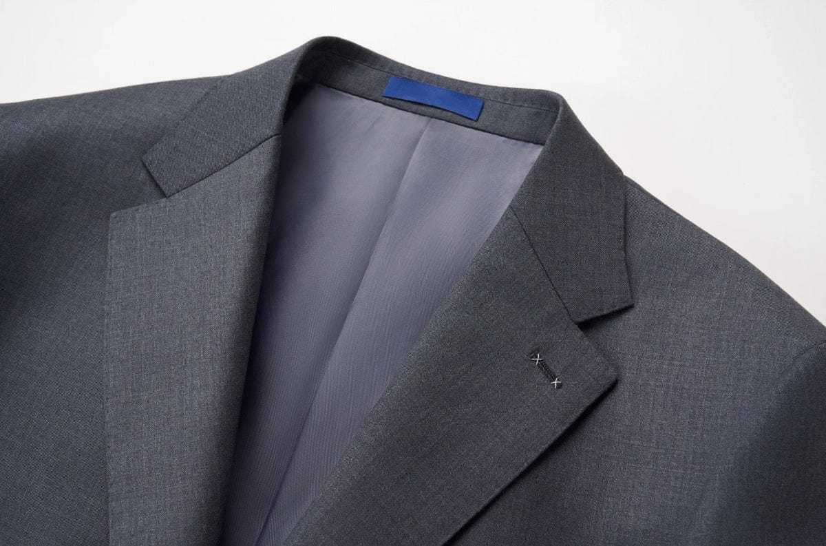 aesido Men’s Classic Grey Two-Piece Suit with Peak Lapel Blazer and Matching Pants