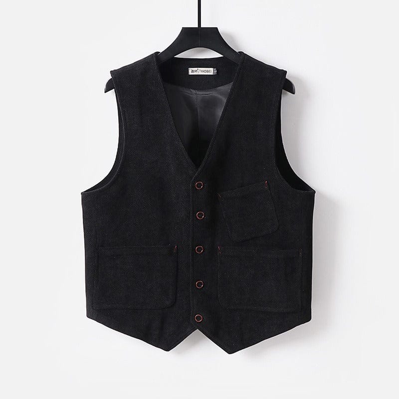 aesido Men’s Corduroy Vest – V-Neck, Single-Breasted