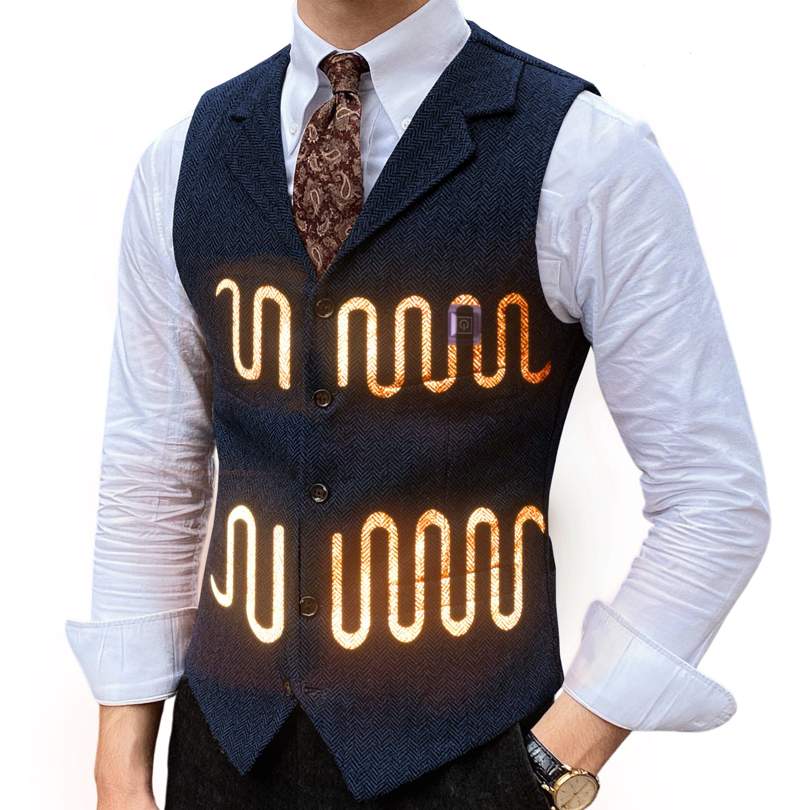 aesido Men’s Heated Herringbone Vest with USB Charging, 3 Heat Levels, and Adjustable Fit